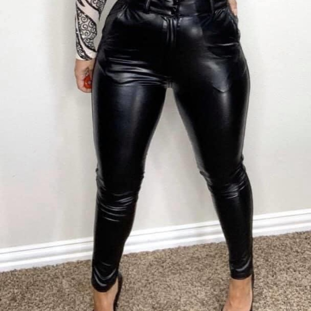 Faux Leather Pants Leggings with belt